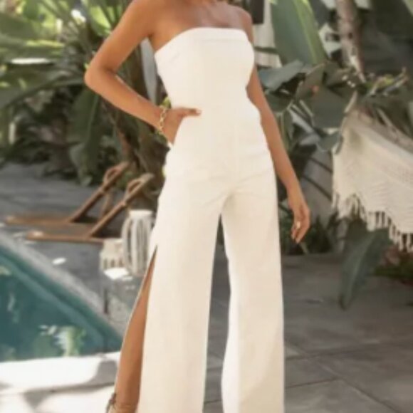 Runaway the Label RUNAWAY TAHARI JUMPSUIT - WHITE Size AUS L US 8 - Picture 1 of 4